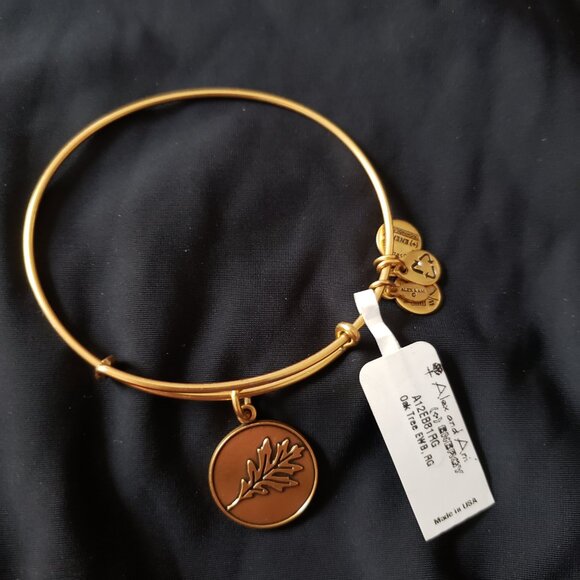 ☮️ NWT Alex and Ani Gold Oak Tree Bracelet Bangle Stability Power Strength… - Picture 2 of 2